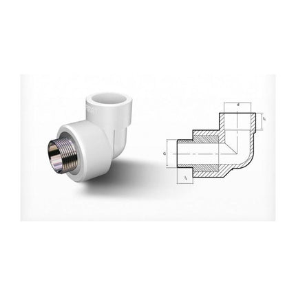 Elbow 20x1/2" with external thread (white)