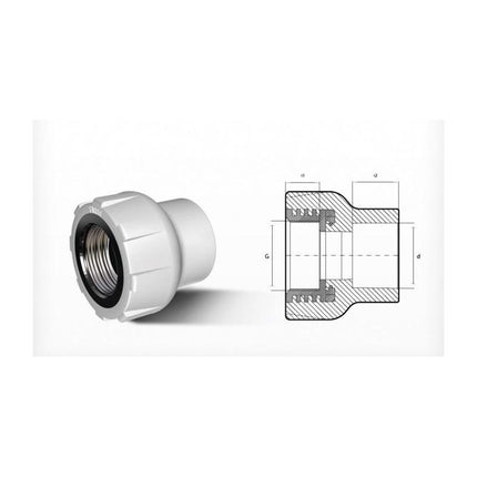 Coupling 20x1/2" with female thread (white)