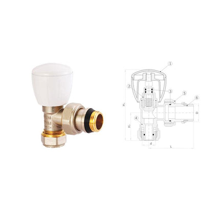 1/2" angle radiator valve with gasket