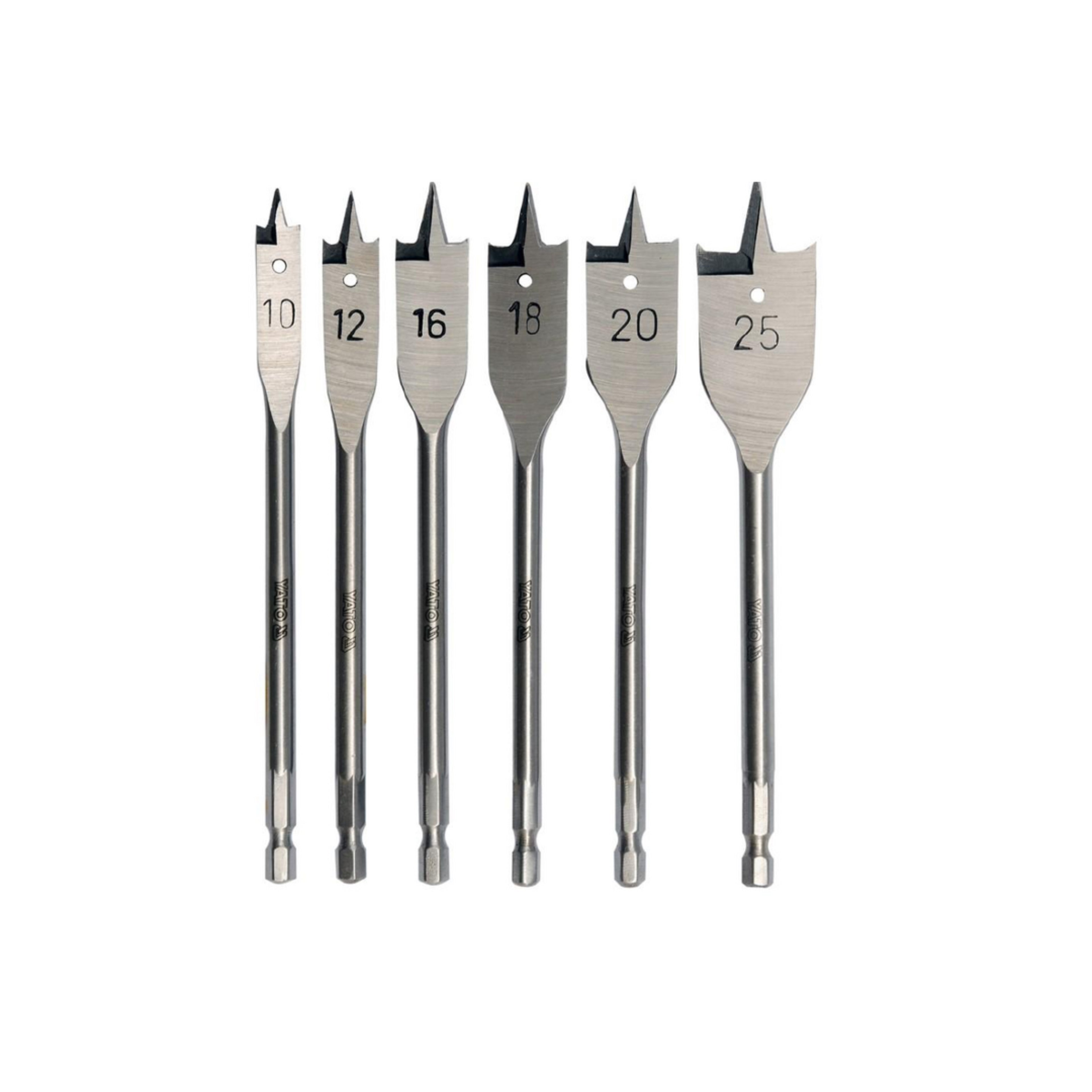 ბრტყელი ბურღი ხის ნაკრები 6ც 10-25მმ იატო