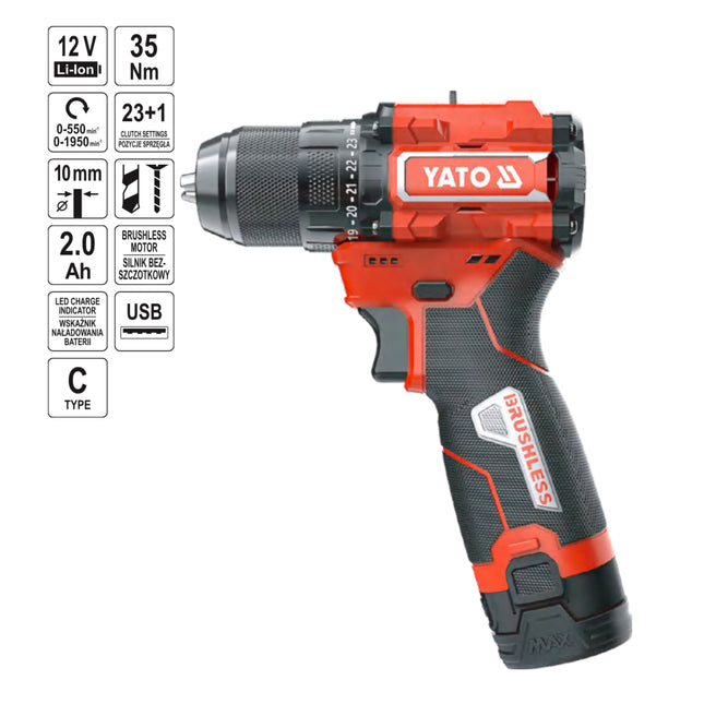 დრელი 12V 35Nm 2X2Ah (ჩ/გ) იტ-82852BL