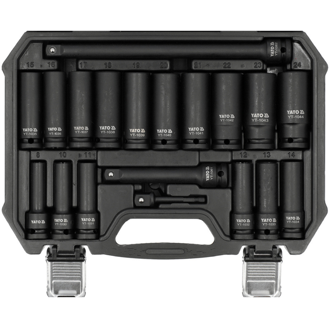Socket set, black, 1/2", 19 pcs, IT-10556
