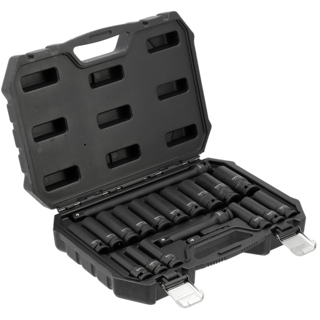 Socket set, black, 1/2", 19 pcs, IT-10556