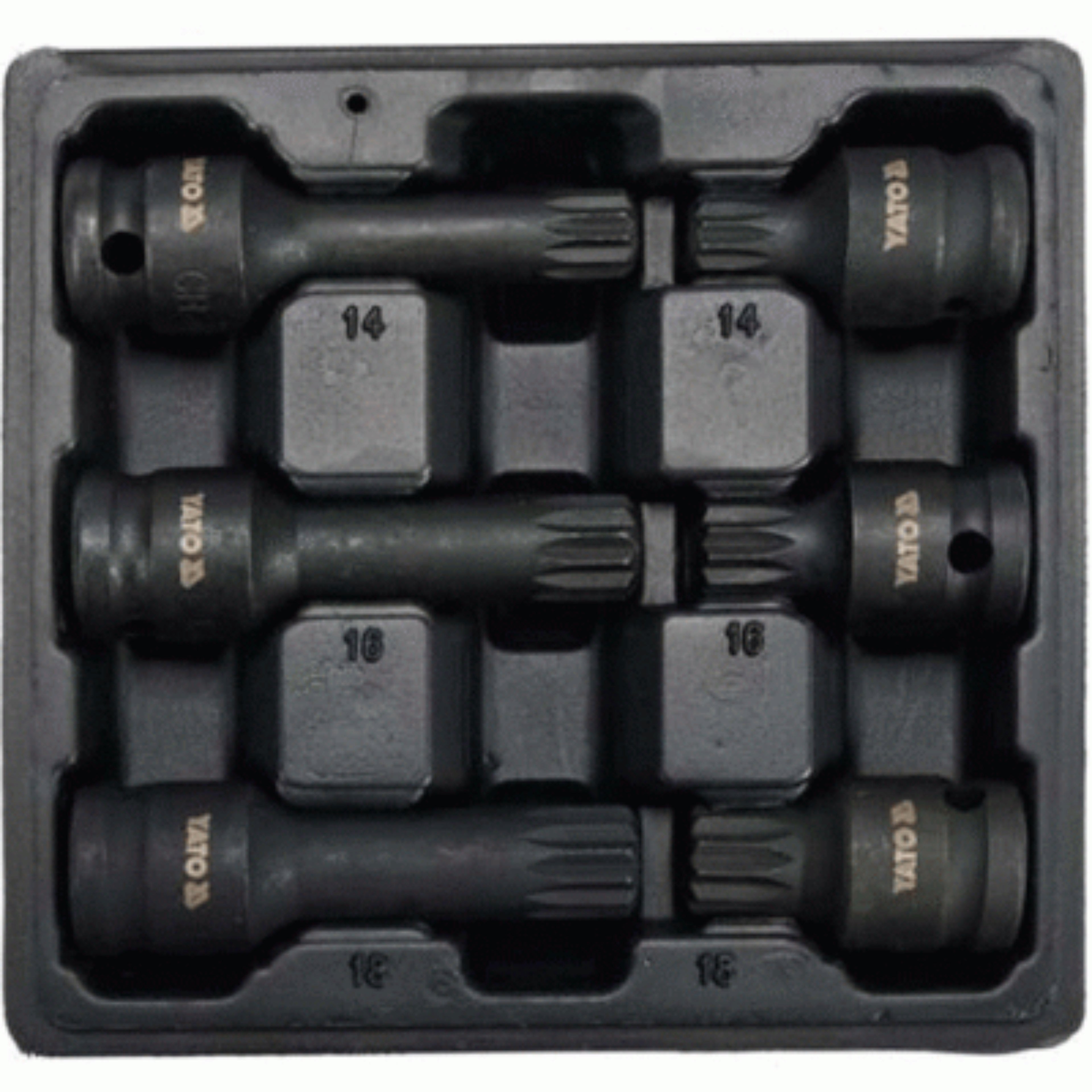 ვარსკვლავა ქანჩის მოსახსნელის ნაკრები (შავი) 6ც 1/2" /SPLINE/ იტ-10652